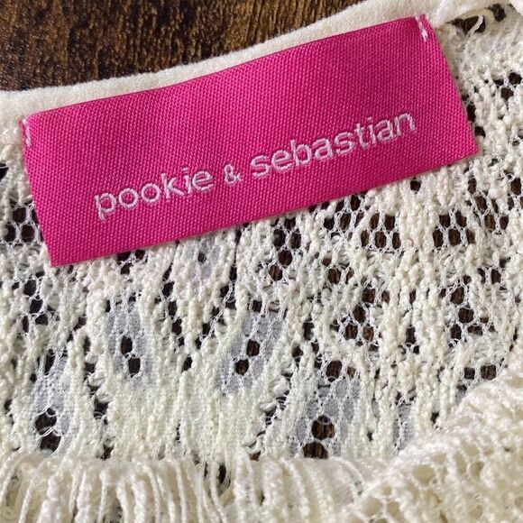 Pookie & Sebastian lace crochet fringe coastal cowgirl top shirt M - Picture 6 of 8